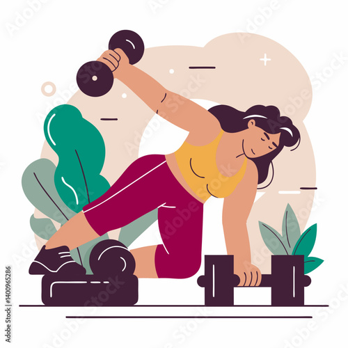woman doing exercise, vector illustration 