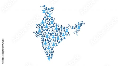 India map made of people symbol on white background