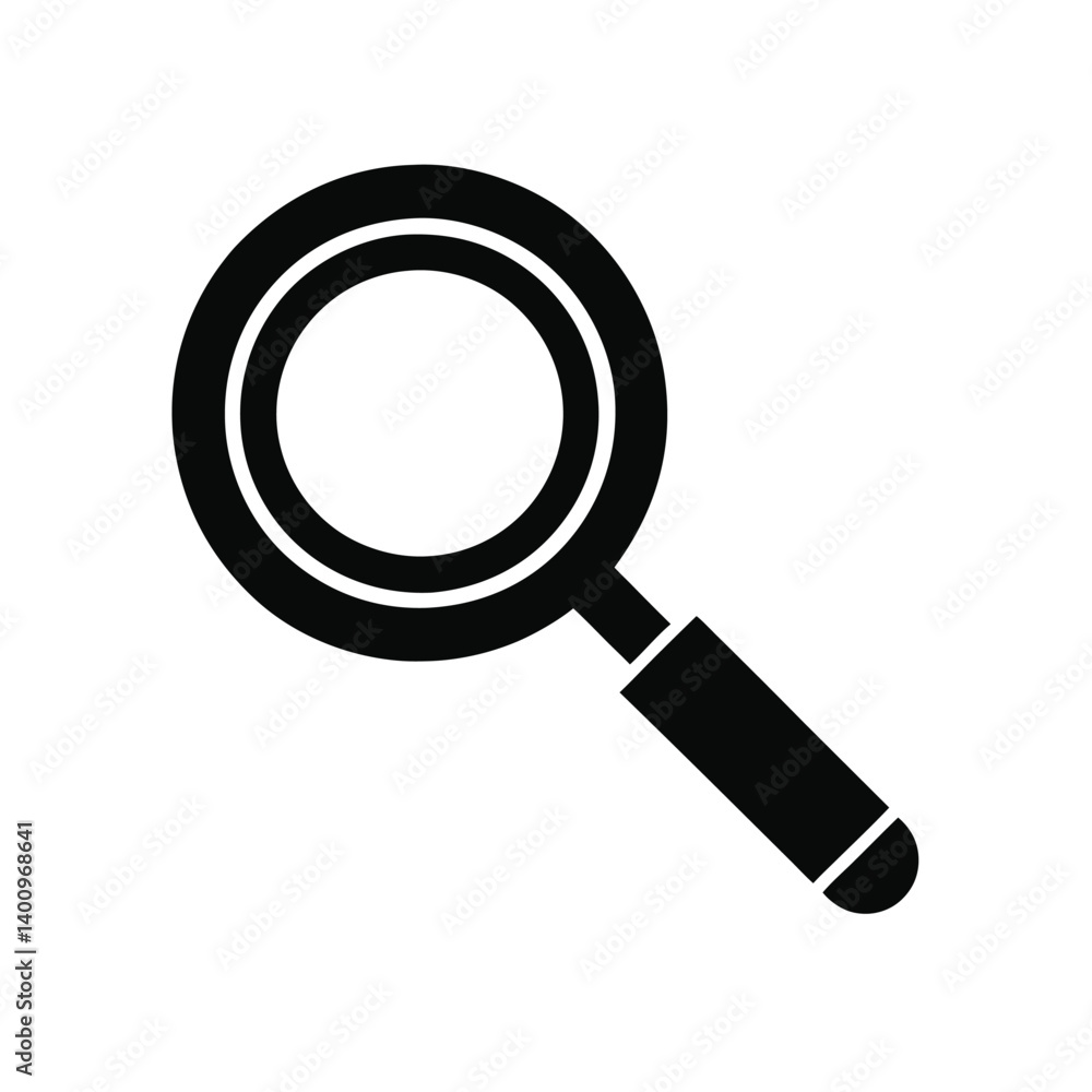 simple Magnifying glass silhouette vector illustration on white background simple Magnifying glass silhouette vector illustration on white background