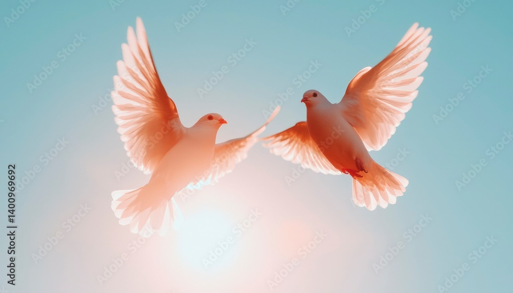 Two doves soaring in the sky Two doves soaring in the sky