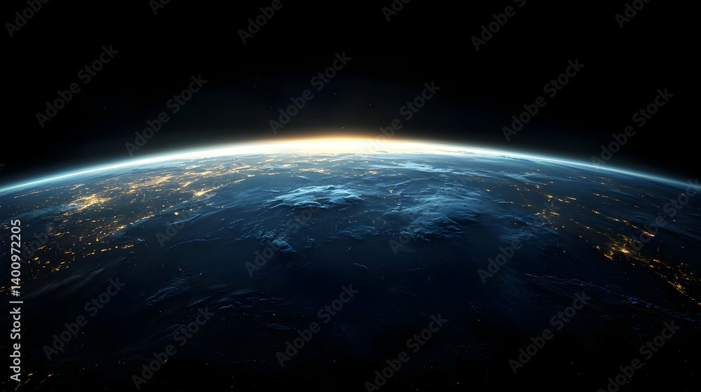 Obraz premium Earth Seen From Space At Sunrise