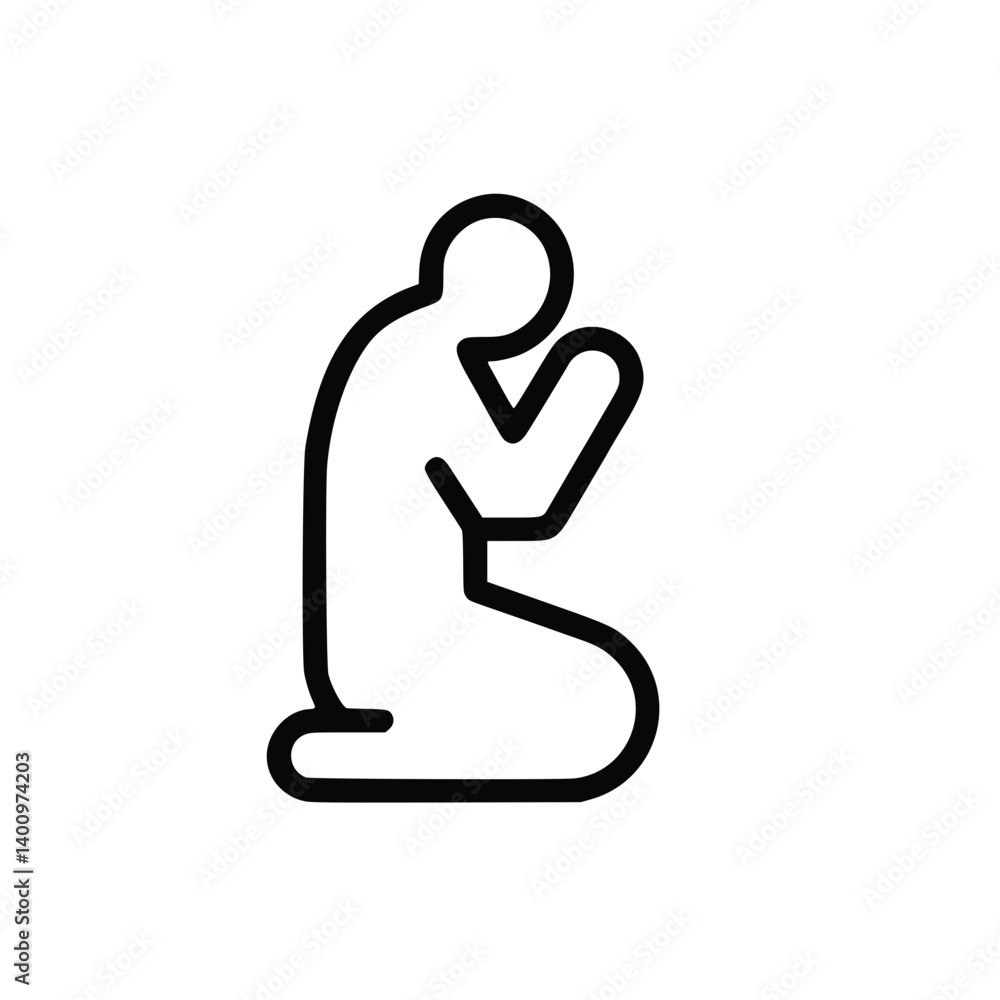 Abstract figure praying in a kneeling position on a plain background Abstract figure praying in a kneeling position on a plain background