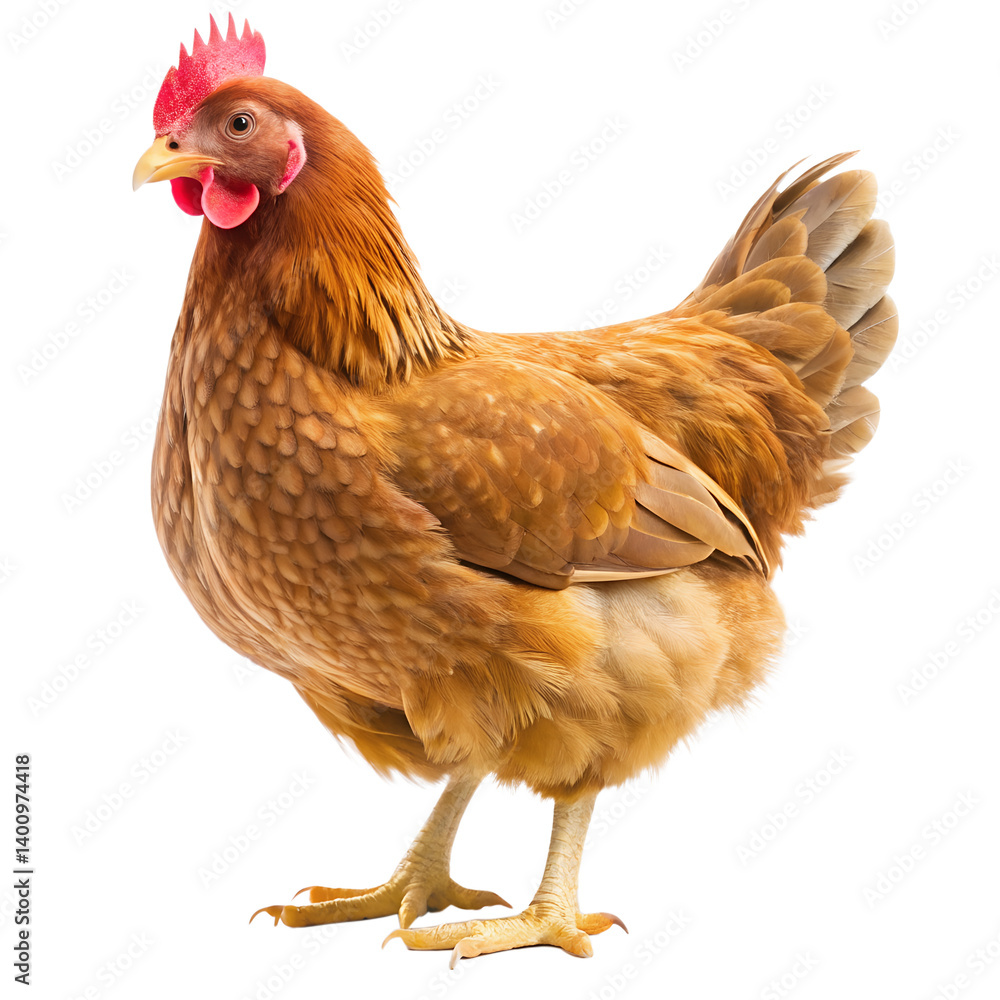 Fototapeta premium Brown hen poultry isolated on transparent background