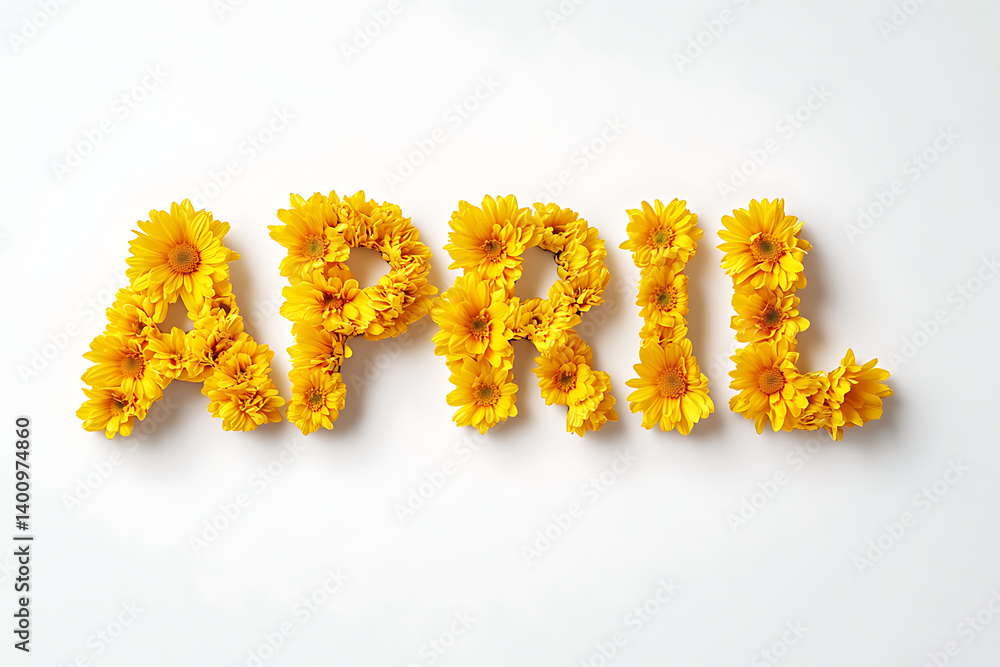April spelled out with yellow flowers spring blooms floral arrangement April spelled out with yellow flowers spring blooms floral arrangement