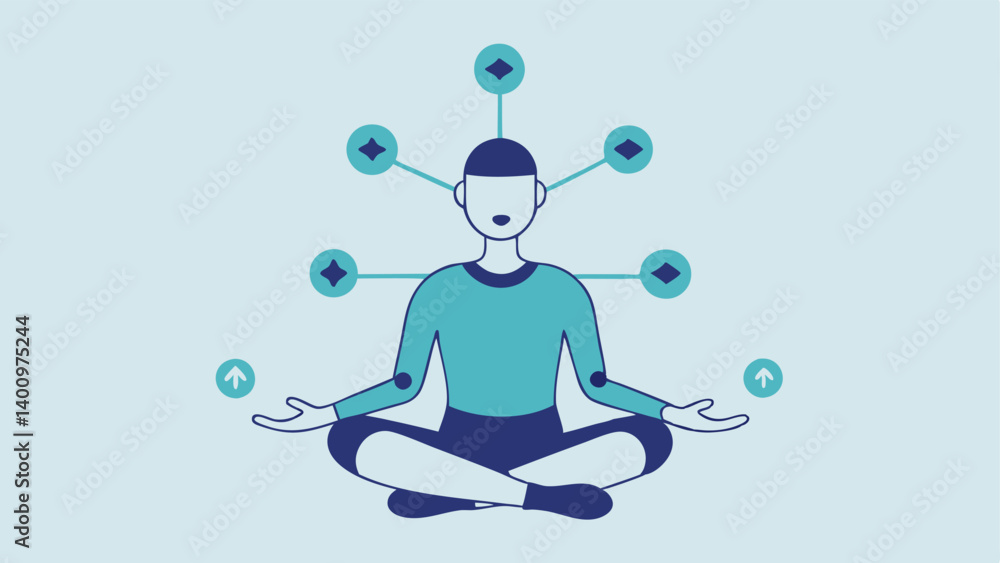 Thoughts Manifesting The biohacker sits crosslegged meditating with thought bubbles showcasing intricate patterns that translate into drone movement above. Thoughts Manifesting The biohacker sits crosslegged meditating with thought bubbles showcasing intricate patterns that translate into drone movement above.
