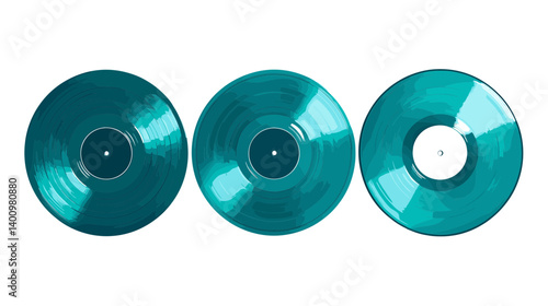 Three Teal Vinyl Records in a Row
