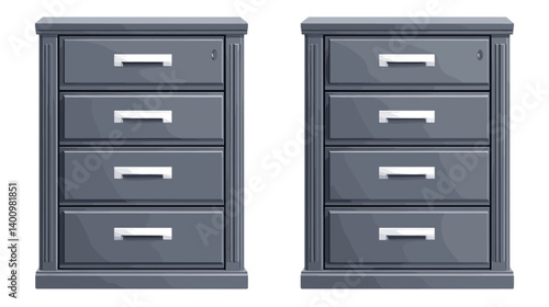 Two Dark Grey Wooden Chests of Drawers