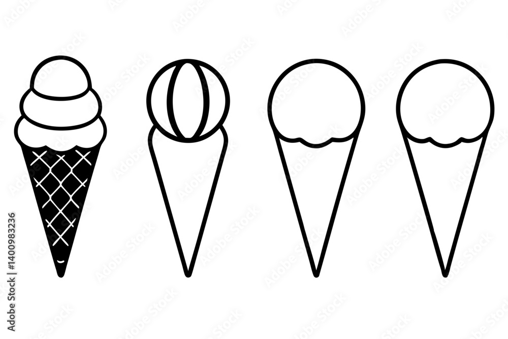 set of ice cream cone silhouette vector illustration set of ice cream cone silhouette vector illustration
