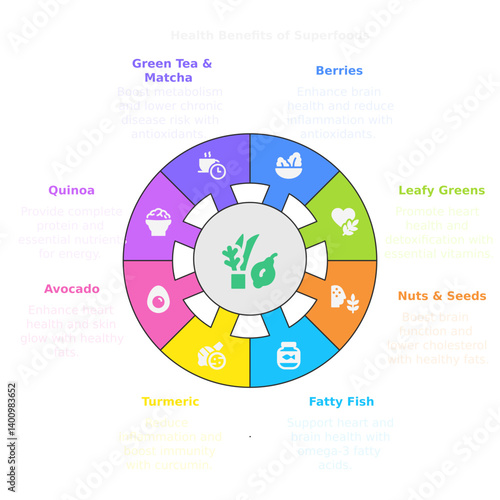 Superfood infograph, illustration, dark theme