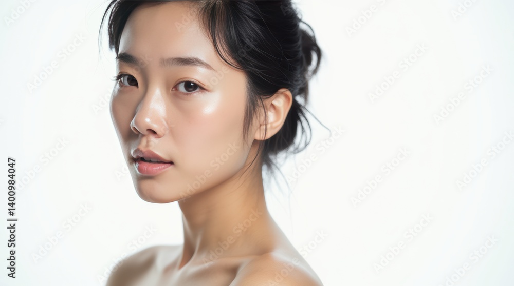 Beautiful Portrait of a Young Woman with Natural Glow and Soft Expression in Studio Lighting Beautiful Portrait of a Young Woman with Natural Glow and Soft Expression in Studio Lighting