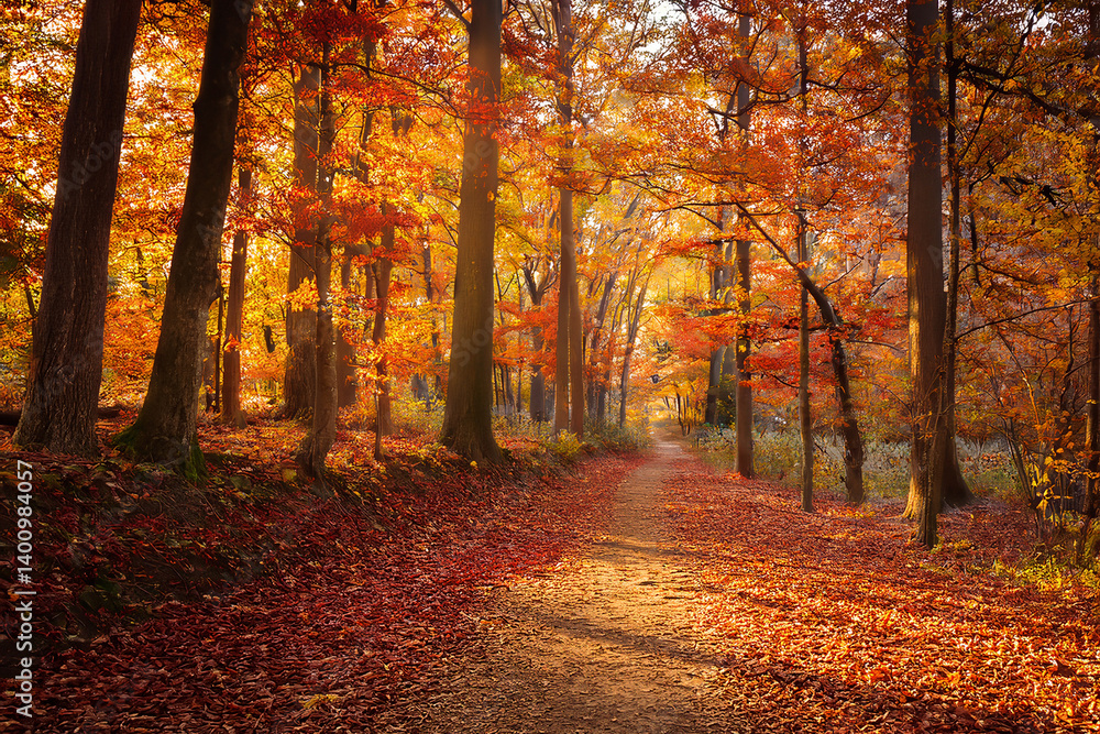 Sendero de Otoño Cubierto de Hojas Secas Sendero de Otoño Cubierto de Hojas Secas