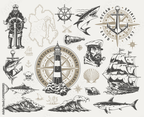 Marine-themed nautical adventure art
