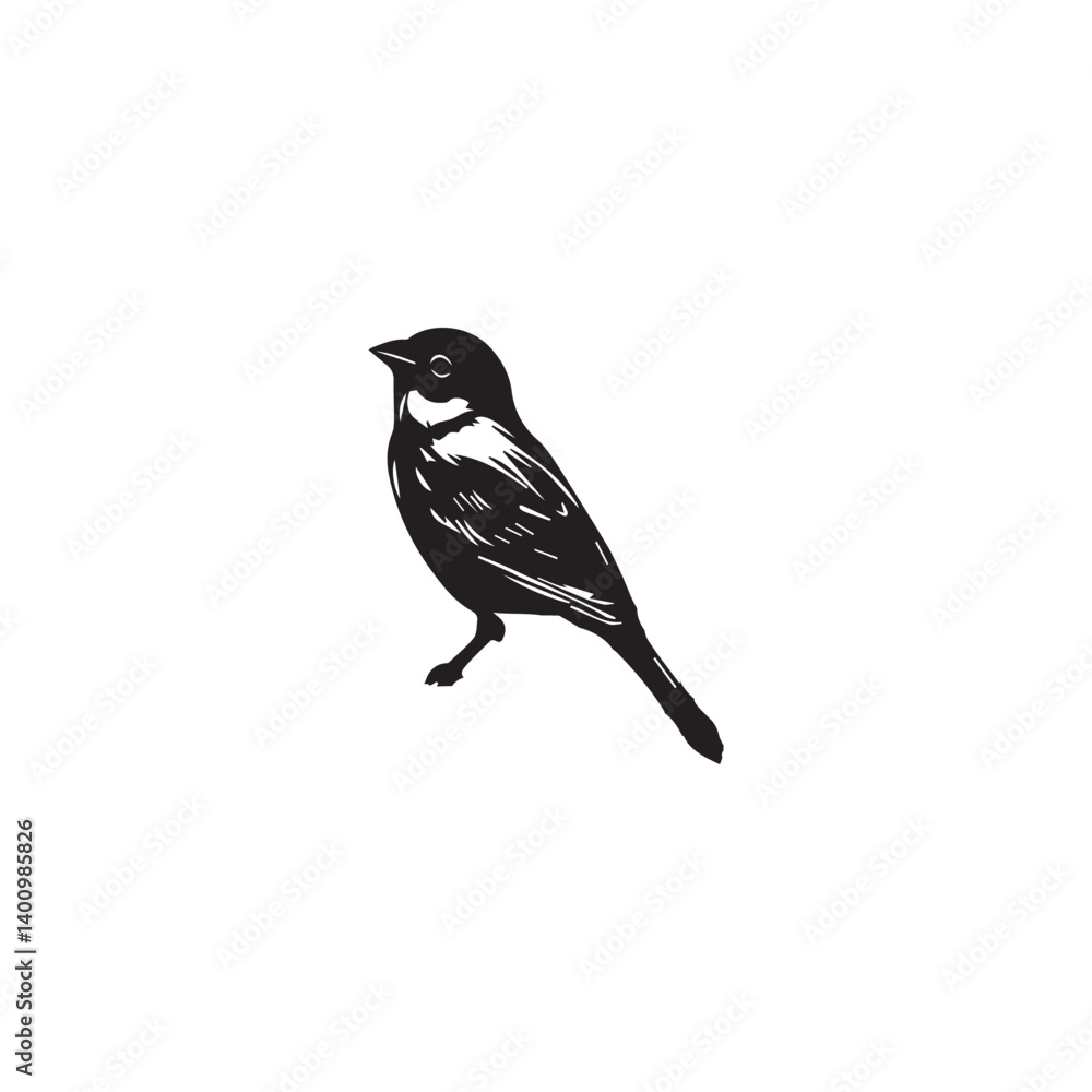Fototapeta premium drawing of a black and white beautiful bird, vector, graphic, sketch 
