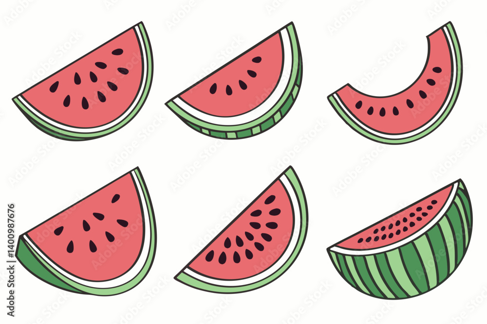set of watermelon bite silhouette vector illustration set of watermelon bite silhouette vector illustration