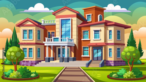 3d render of the resitental building exterior view