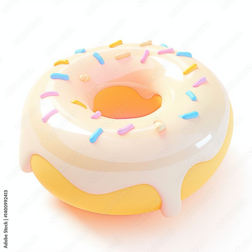 Delicious glazed donut with colorful sprinkles. Delicious glazed donut with colorful sprinkles.