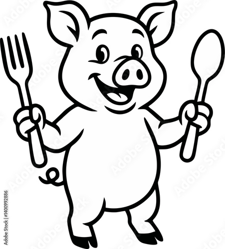 Hungry Pig Ready to Feast