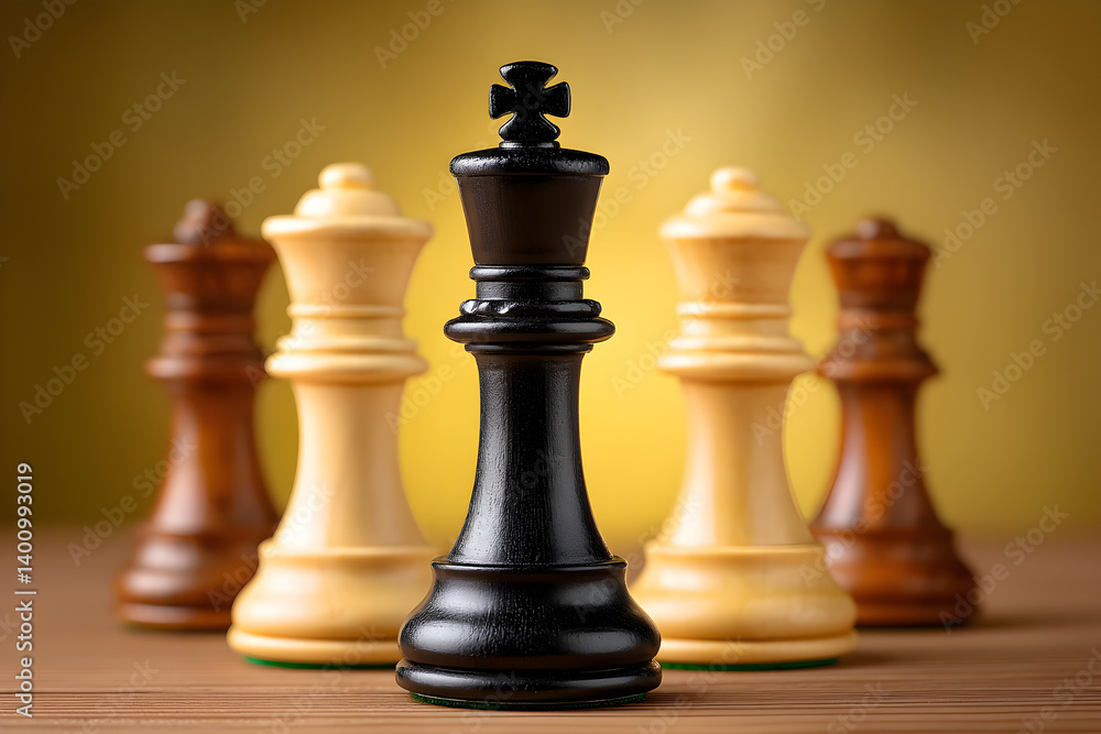 Chess pieces in strategic formation, polished wooden chess set displaying black and white pieces with a rich backdrop. Chess pieces in strategic formation, polished wooden chess set displaying black and white pieces with a rich backdrop.