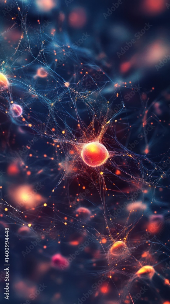 Obraz premium Abstract rendering of a network of interconnected neuron structures
