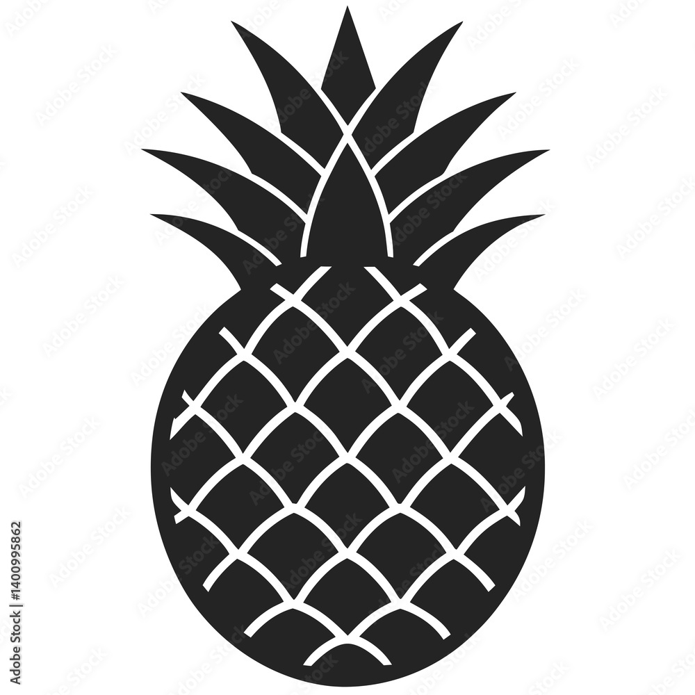 Obraz premium pineapple slice icon silhouette vector illustration