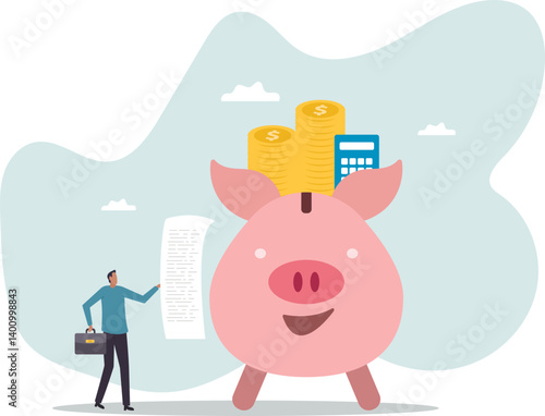 Budget, expense and cost calculation, investment advisor or financial planning .character for design.