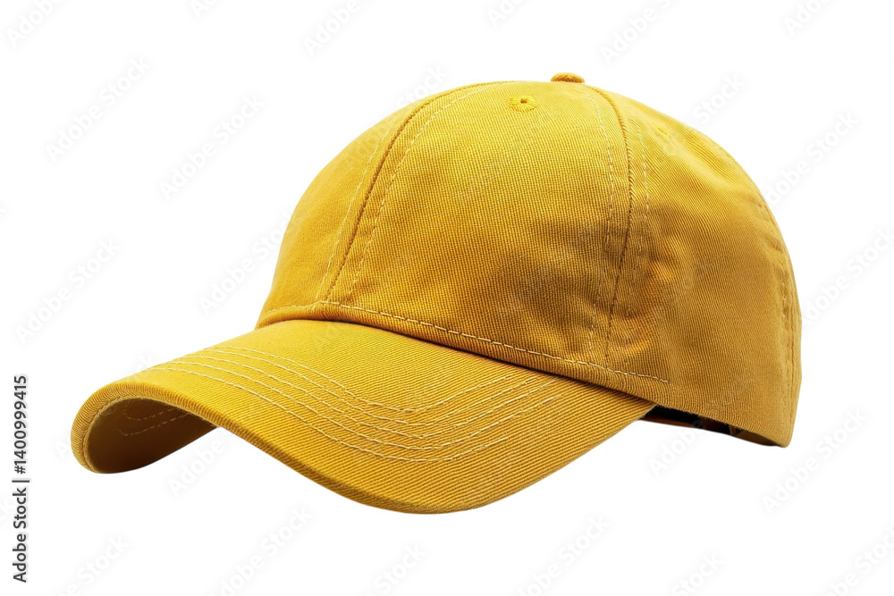 Fototapeta premium Stylish mustard yellow baseball cap perfect for sunny days isolated on a on transparent background