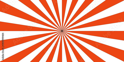 Abstract orange with Sun ray radial beam sunrise. Funky ray elements, circle motifs. Sunset light retro design Swirling pattern background with Vortex starburst spiral twirl strips. Spiral radial .