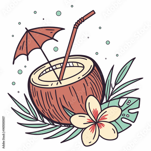 coconut drink silhouette vector illustration
