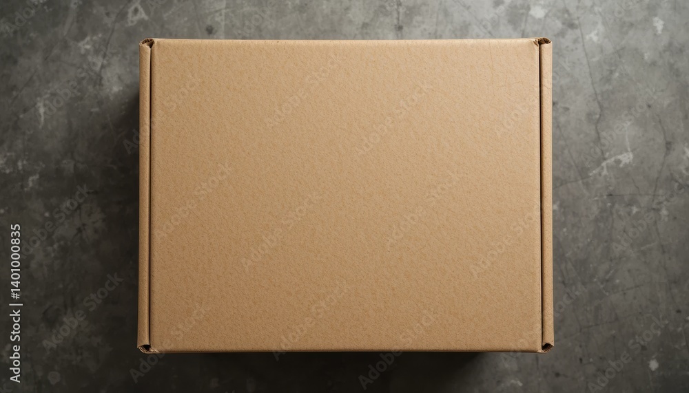 Fototapeta premium Top View of a Closed Cardboard Box with Clean Edges Perfect for Packaging and Shipping