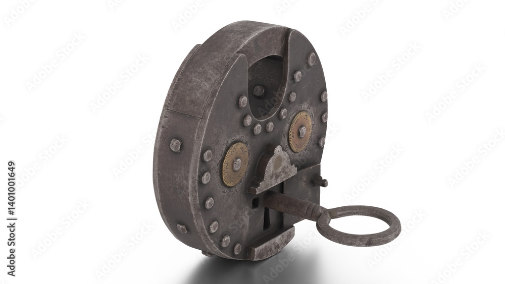 Obraz premium combination padlock on white background