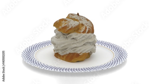 Canvas-taulu cream puff patties in plate with white background