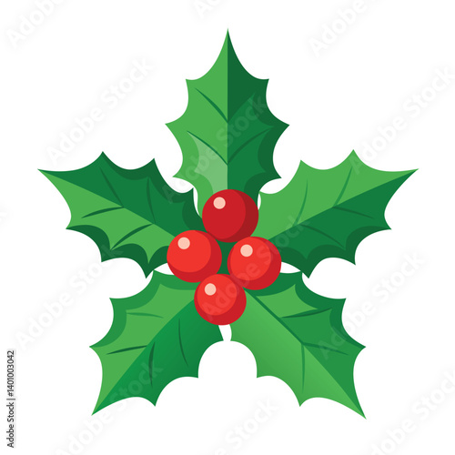 Christmas holly isolated on white background