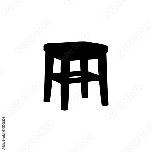 wood stool silhouette icon vector flat design on white background.