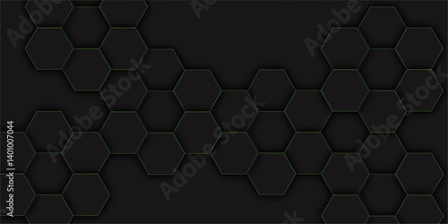 Abstract emboss black Hexagonal Background. Luxury White Pattern. Vector Futuristic minimal  mosaic gray background.  vector illustration geometry science and technology cover web gray, honeycomb.