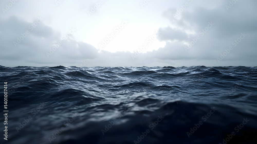 Fototapeta premium Stormy Ocean Waves Under Cloudy Sky