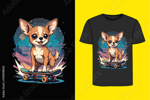 Dog t-shirt design - dog skateboarding v2