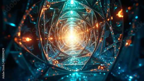 Abstract Geometric Tunnel of Light and Color
