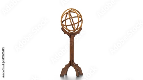 spherical astrolabe on white background