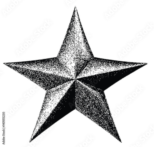 3d star shape with stipple dots photocopy effect.  retro y2k geometric futuristic.