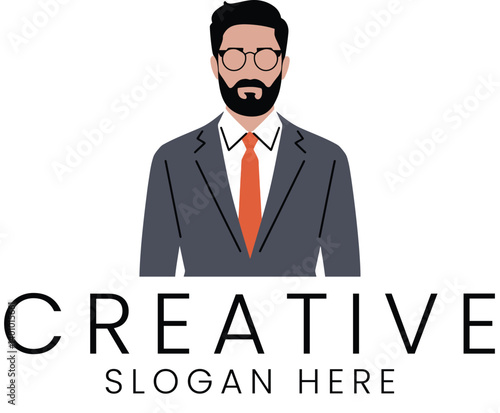 Professional Businessman Logo Design Modern Style Graphic tie icon suit flat team work    