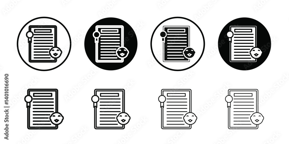 Birth certification icon Vector flat thin line illustration Birth certification icon Vector flat thin line illustration