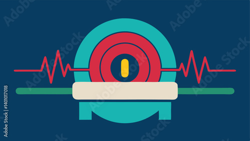 Sound Waves Visualization Graphical sound wave patterns depicted above the MRI machine indicating the noise produced during the scanning process.
