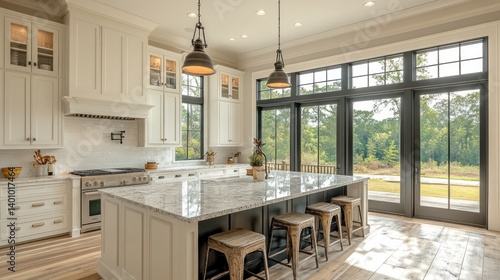 Luxury Farmhouse Kitchen with Stunning Outdoor View