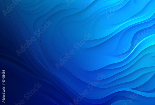 Stylized abstract art with flowing blue wave patterns on a soft blue background, modern flat design  