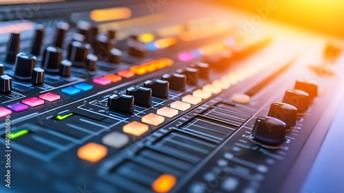 A well-organized music recording studio with professional equipment, Instruments and recording gear set up for creativity, Classic photo of