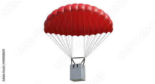Bild auf Leinwand Isolated Parachute with Cargo Box