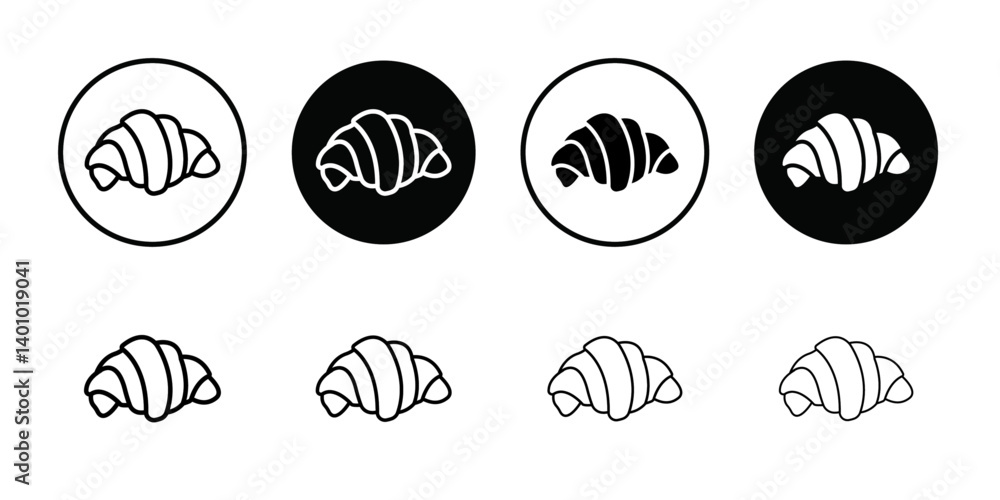 Croissant icon Vector flat thin line illustration Croissant icon Vector flat thin line illustration