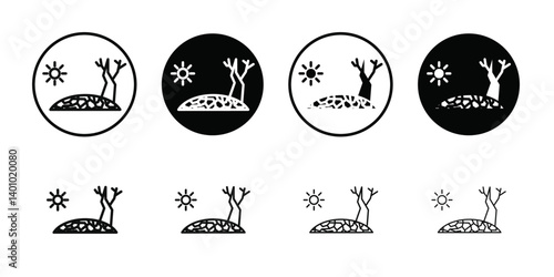 drought icon Vector flat thin line illustration