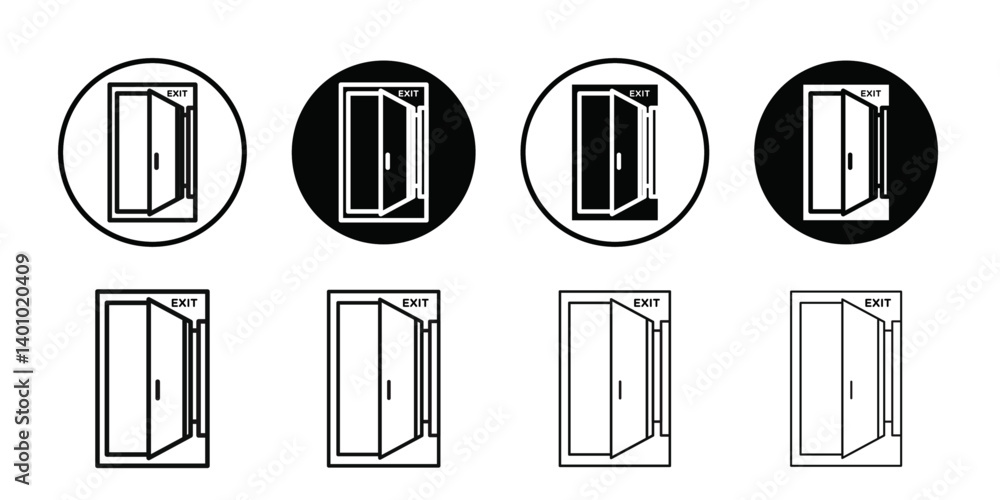 Fototapeta premium Emergency exit icon Vector flat thin line illustration