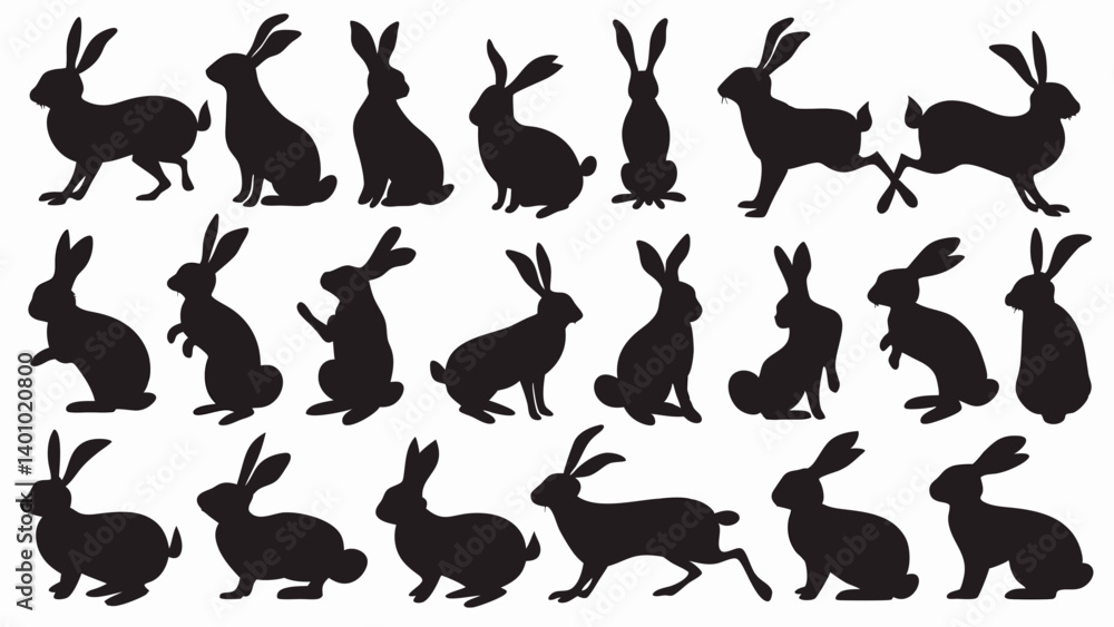 Naklejka premium Bunnies silhouette vector set